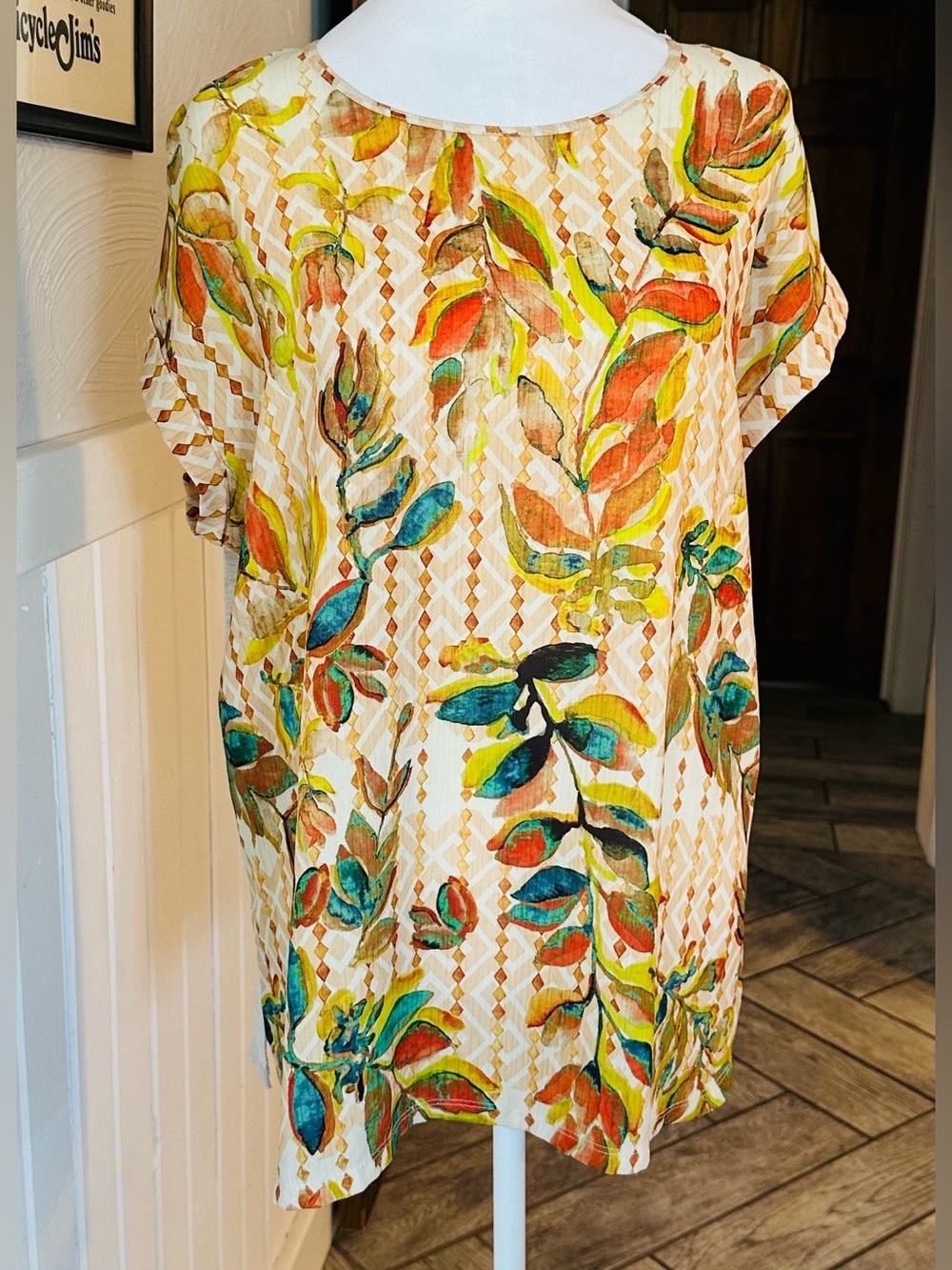 Zara Woman Basic Collection Mixed Media Floral Top Size Large
